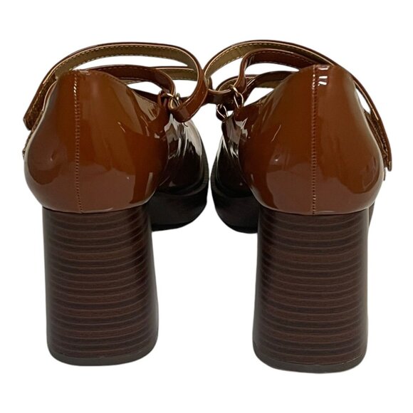 Journee Collection Shasta Vegan Leather Cognac Mary Jane Pumps Size 9.5 WD - Picture 11 of 12
